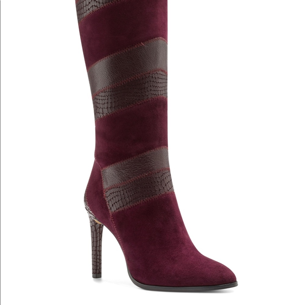 hanya patchwork leather and suede boot